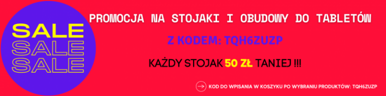 Read more about the article PROMOCJA NA STOJAKI I OBUDOWY DO TABLETÓW Z KODEM: TQH6ZUZP – KAŻDY STOJAK 50 ZŁ TANIEJ!